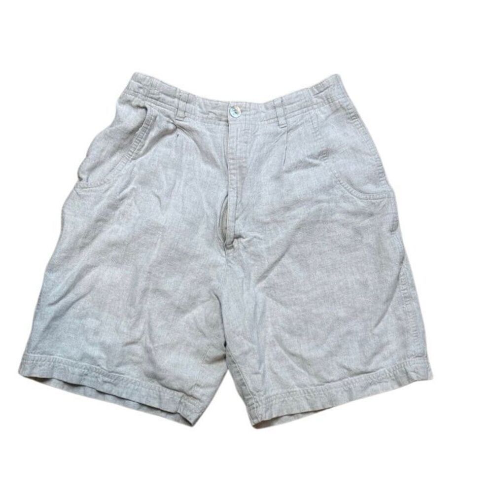 90s Vintage Sigrid Olsen Tan linen rayon Bermuda shorts 6